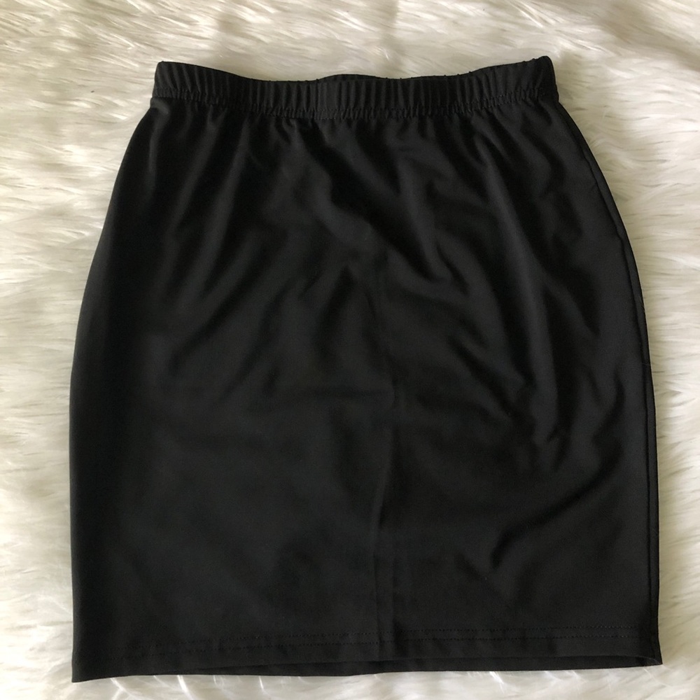 Solid Black Bodycon High Waisted Skirt